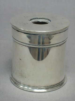 A 1918 silver plated Trench Art jar formed from 2 18lb shell cases 4"