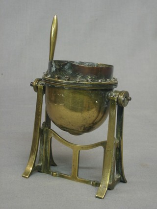 A  polished brass and copper model of a foundry cauldron 5 1/2"