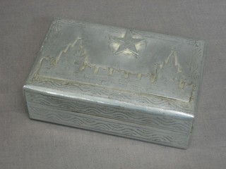 A Soviet Russian trinket box with hinged lid 6"