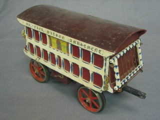 A wooden model of a Romany Caravan 11"