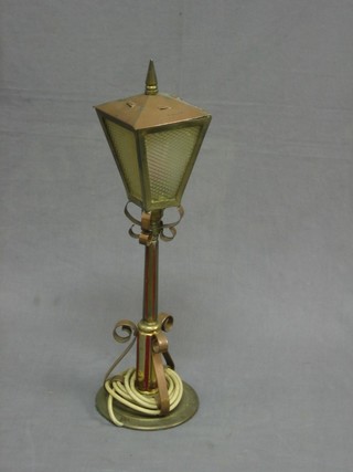 A brass table lamp in the form of a street lamp 18"