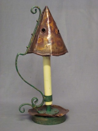 A copper and iron table lamp 25"