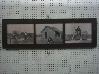 3 early black and white photographs of Argentine Horseman 8" x 11" contained in 1 frame