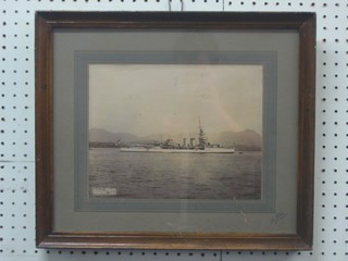 A black and white photograph of HMS Curlew Hong Kong 1921 8 1/2" x 10 1/2"