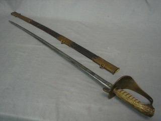 A Victorian Royal Naval Officer's sword by Selby complete with scabbard, some corrosion to blade