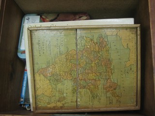 A wooden jigsaw puzzle in the form of a map of England by T Rudiman Johnston and a collection of other puzzles etc