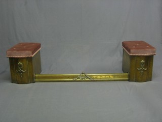 A brass expanding fire curb fitted 2 coal boxes to the side