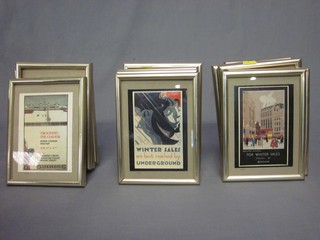 14 various reproduction London underground posters 5 1/2" x 4", framed