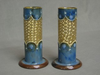 A pair of Royal Doulton blue salt glazed vases, the base incised LP and marked 8409 7 1/2"