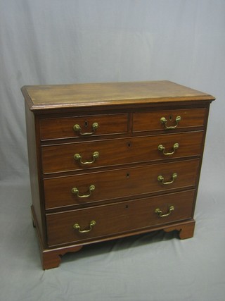 A Georgian mahogany chest of 2 short and 3 long drawers, raised on bracket feet 38"