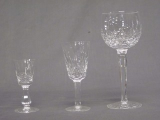 A suite of Waterford glassware comprising 6 sherry glasses, 5 liqueur glasses and 4 long stemmed hock glasses