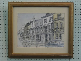T K Adams, watercolour and gouache "Ambrose Place Brighton" 9 1/2" x 13"