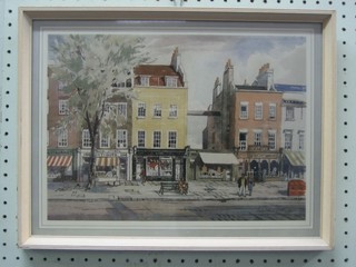 After F Watson, a coloured print "Antique Shop" 10" x 14"