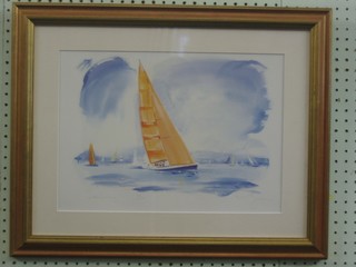 Phil Jons, limited edition coloured print "Sailing" 11" x 16"