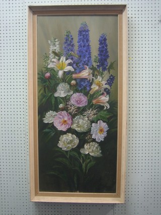 Mastone, oil on canvas still life study "Flower Arrangement" 40" x 18"