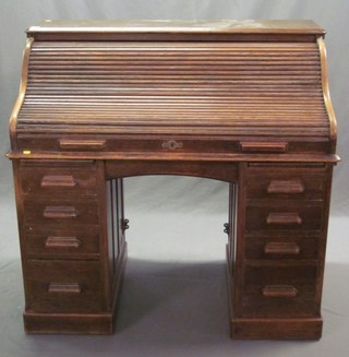 A Victorian oak roll top desk 48"
