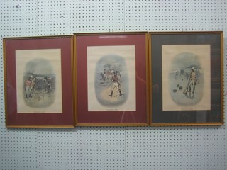 A set of 3 Johnie Walker prints - "Curling 1820", "Hunting 1820" and "Golfing 1820" 14" x 10"