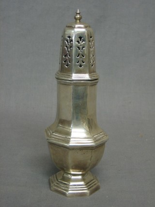 A silver octagonal sugar sifter (marks rubbed), 10 ozs