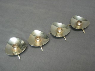 4 Danish silver taper sticks, bases marked Cohr Denmark