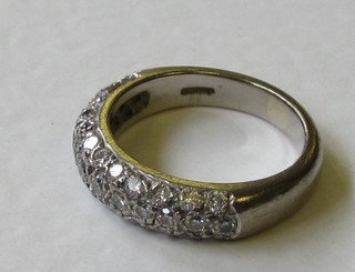 A lady's platinum dress ring set numerous diamonds, approx. 1.10ct 