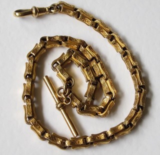 A hollow gold box link Albert watch chain