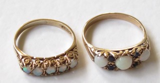2 gold dress rings set opals