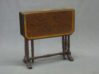 A Victorian inlaid rosewood Sutherland table with crossbanded top 21"