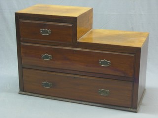 An Art Nouveau mahogany chest of 1 short and 2 long drawers 40"