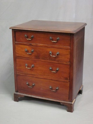 A Georgian style mahogany chest of 4 long graduated drawers with brass swan neck drop handles, raised on bracket feet 24"