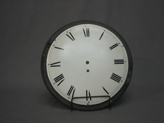 A mahogany fusee clock case with 12" painted dial, (requires attention)