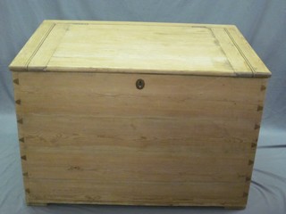 A large 19th Century pine tack or grain bin with hinged lid 45"