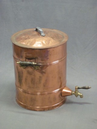 A 19th Century circular twin handled copper urn with spicket 19"