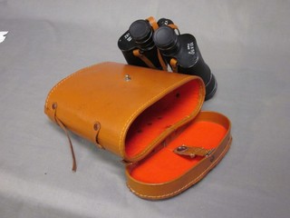 A pair of Zenith 10 x 50 binoculars with leather carrying case
