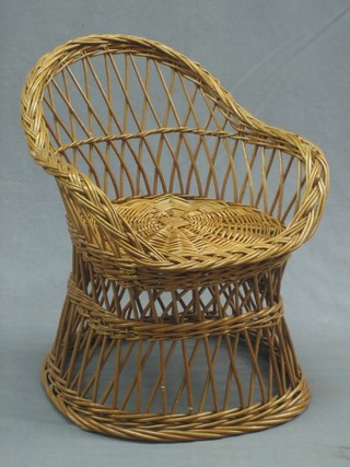 A child's wicker work tub back chair