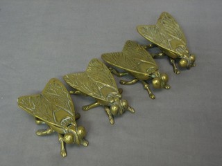 4 brass trinket boxes in the form of bees/flies