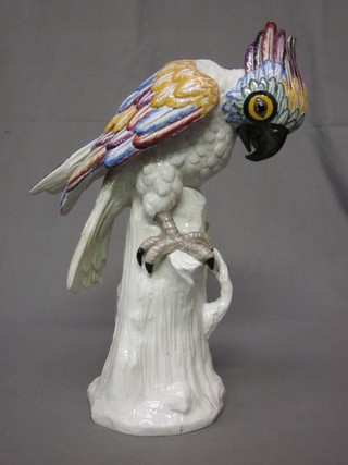 A 19th Century Continental porcelain figure of a Cockatoo 14"