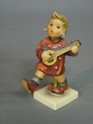 A Hummel figure of a walking girl with mandolin 4" (pigtails f) and 1 other "The Little Hiker" (f)