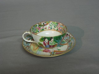A Canton famille rose porcelain cup and saucer