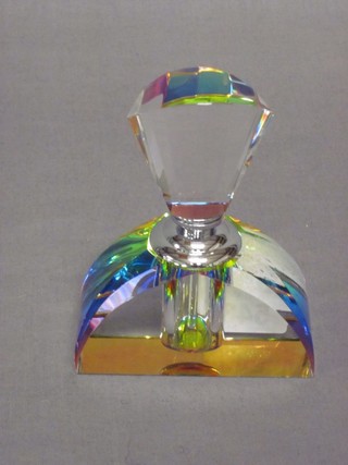 An Art Deco style arch shaped glass scent bottle and stopper  5"