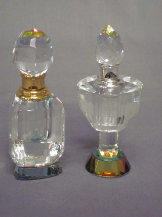 A circular glass scent bottle 4" and 1 other 4"