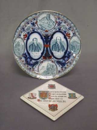 A Wood & Son plate to commemorate the Centenary of Methodists 9 1/2" and a Goss teapot stand