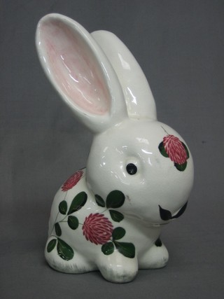 A Wemyss style figure of a seated rabbit, base marked Made in England 11"
