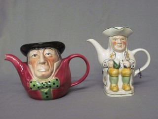 A Tony Wood Staffordshire teapot 7" and 1 other 6"