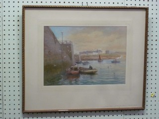 G H Jenkins, watercolour drawing "Fisherman at Quay" 9" x 13"