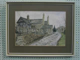 Watercolour drawing "Yorkshire Half Timbered House" 11" x 16"