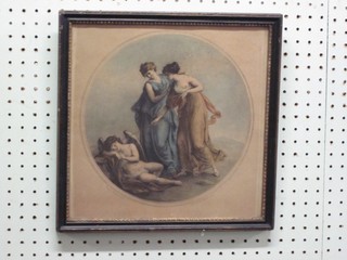 An 18th/19th Century coloured print after Angelica Kauffman 10" circular