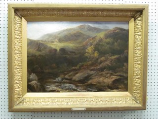 Oil on board "Mountain Scene"  with plaque marked Bettws-y-Coed John Syer 15" x 22" and contained in a heavy gilt frame