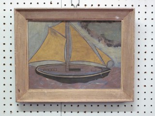 Impressionist oil on card "Yacht" 8" x 10"