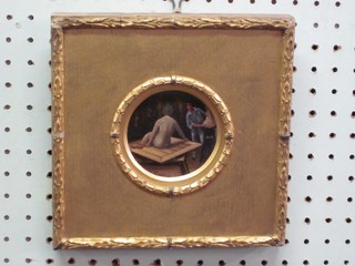 Oil on canvas "The Sculptor" indistinctly signed, the reverse with Royal Institute of Oil Painters label 4" x 4"