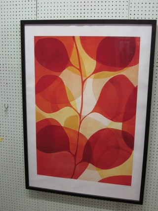 A coloured print after Sarah Leslie "Red Silhouette" 32" x 23"